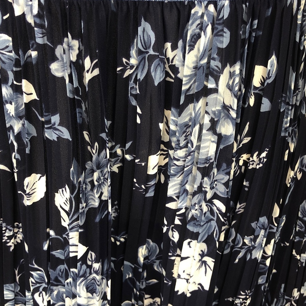 Coldwater Creek Denim Bib Floral Maxi Dress - Navy/Blue Size Small Medium - Picture 8 of 15